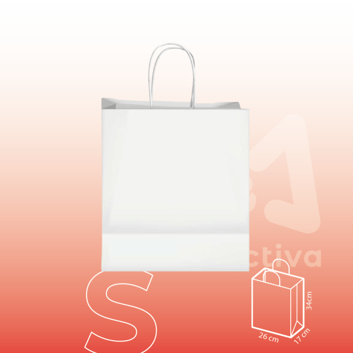 Bolsa de Papel Blanca Con Manija S 26x17x34 cm