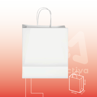 Bolsa de Papel Blanca Con Manija L 30x17x40 cm