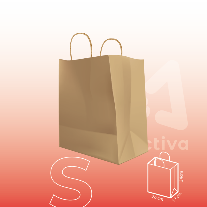 Bolsa Kraft Con Manija S 26x17x34 cm | Activa Industria