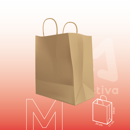 Bolsa Kraft Con Manija M 30x17x34 cm | Activa Industria